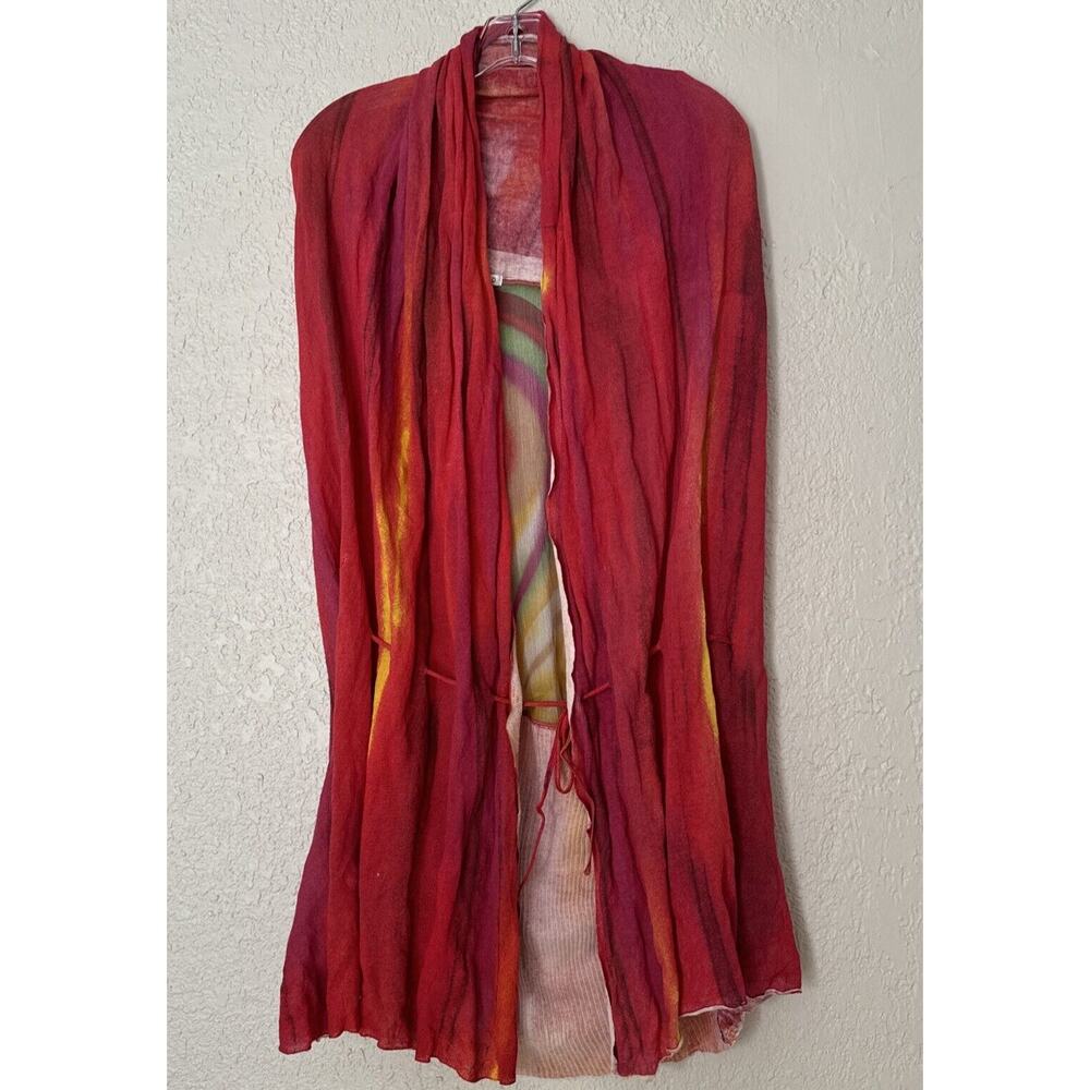 Sandy & Sid Cardigan Kimono MulticolorBoho Gauze Tank Open Front Women's Sz XL
